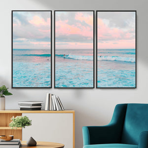Ocean Wave Wall Art Canvas Print, Pastel Surf Seascape