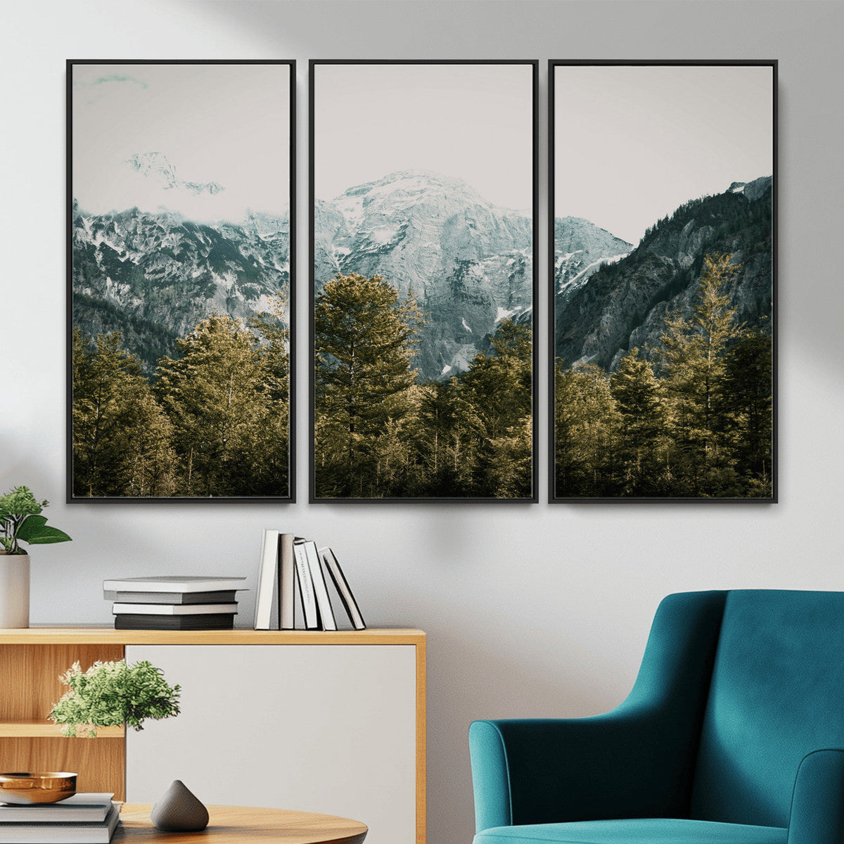 Mountain Forest Wall Art Canvas Print, Alpine Landscape