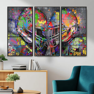 Graffiti Football Helmets Wall Art Canvas Print, Urban