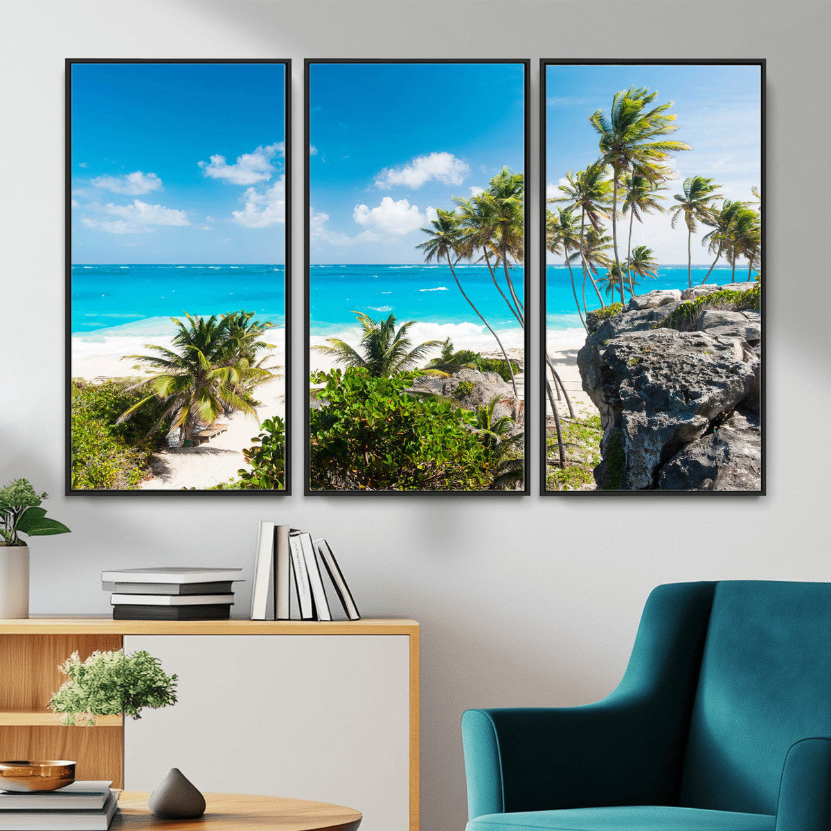 Tropical Beach Wall Art Canvas Print, Palm Tree Ocean