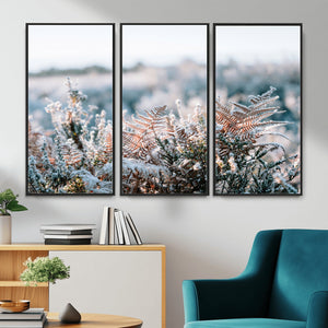 Frosted Fern Wall Art Canvas Print, Soft Winter Botanical