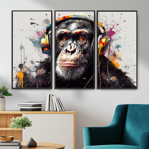 Dj Monkey Wall Art Canvas Print – Colorful Pop Art Banksy