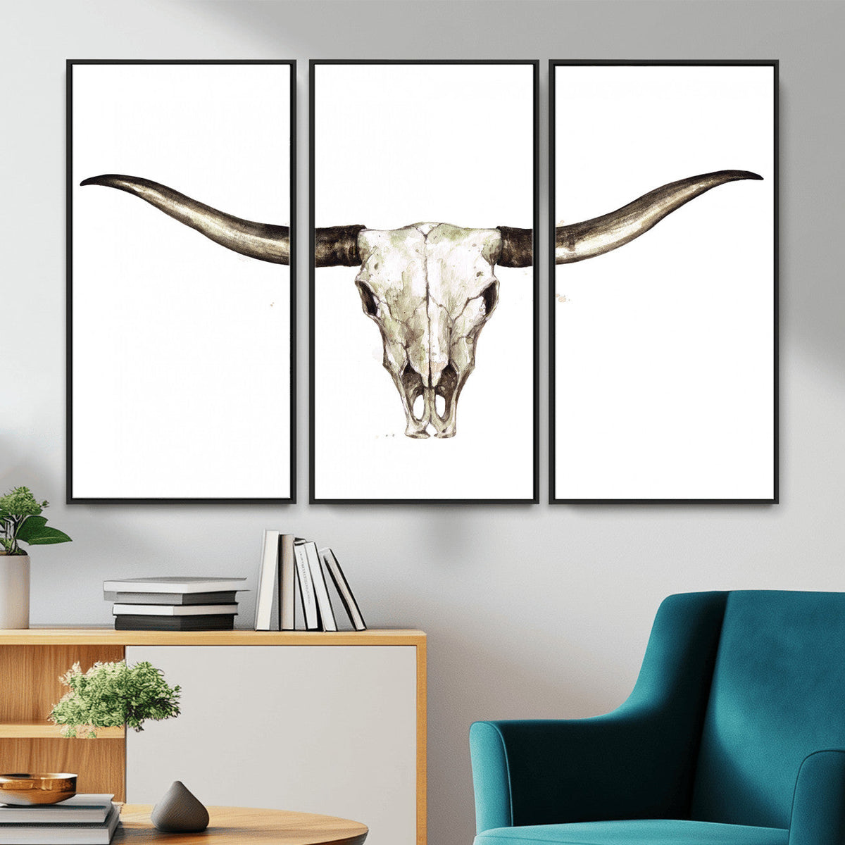 Longhorn Skull Wall Art Canvas Print – Rustic Western