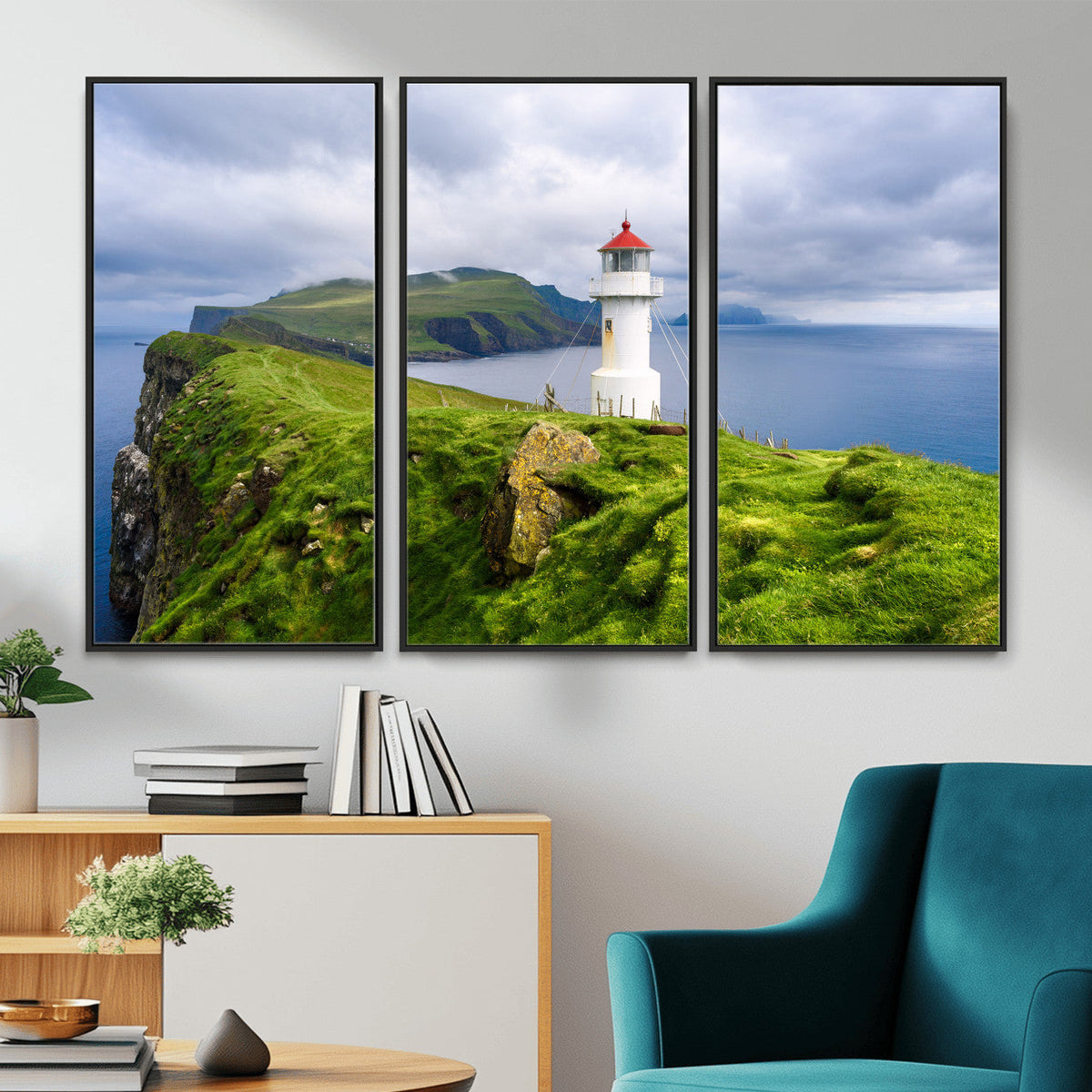 Cliffside Lighthouse Wall Art Canvas Print – Coastal
