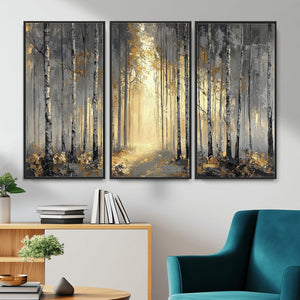 Abstract Birch Forest Wall Art Canvas Print – Modern Neutral
