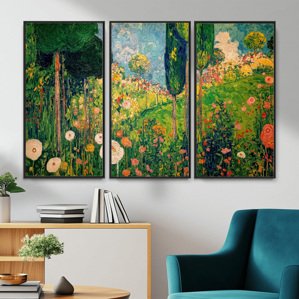 Gustav Klimt Boho Mountain Landscape Large Wall Art,