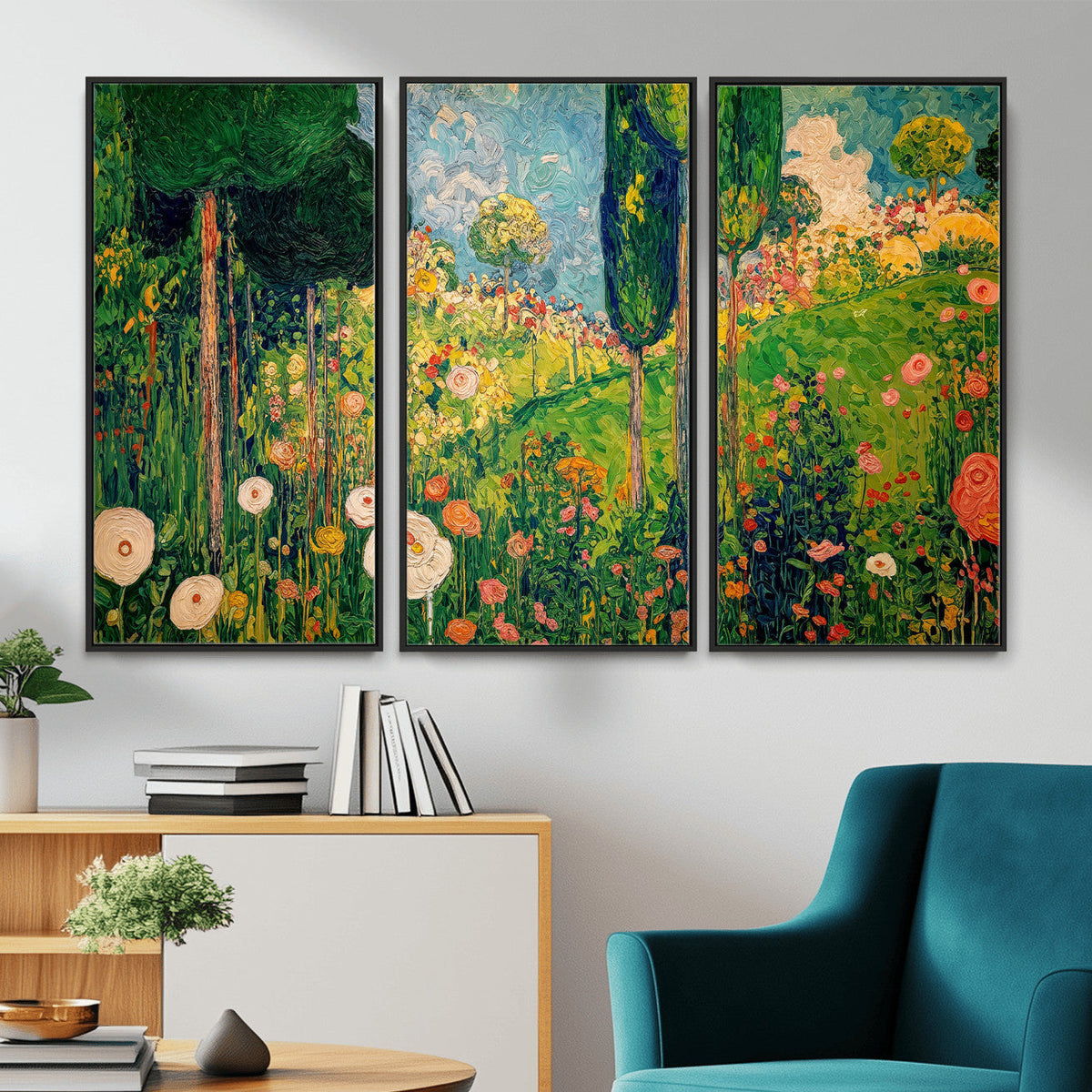 Gustav Klimt Boho Mountain Landscape Large Wall Art,