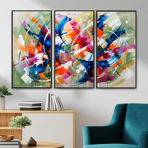 Geometric Abstract Wall Art Canvas Print, Orange Blue