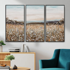 Neutral Wildflower Field Canvas Wall Art — Beige Earth Tone