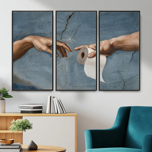 Funny Bathroom Canvas Wall Art, Michelangelo Creation of