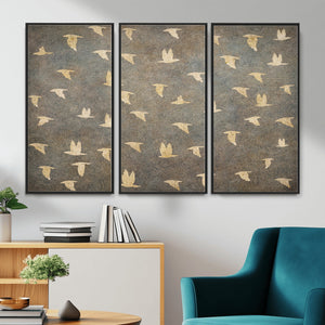 Flying Birds Canvas Wall Art, Vintage Bird Flock Pattern
