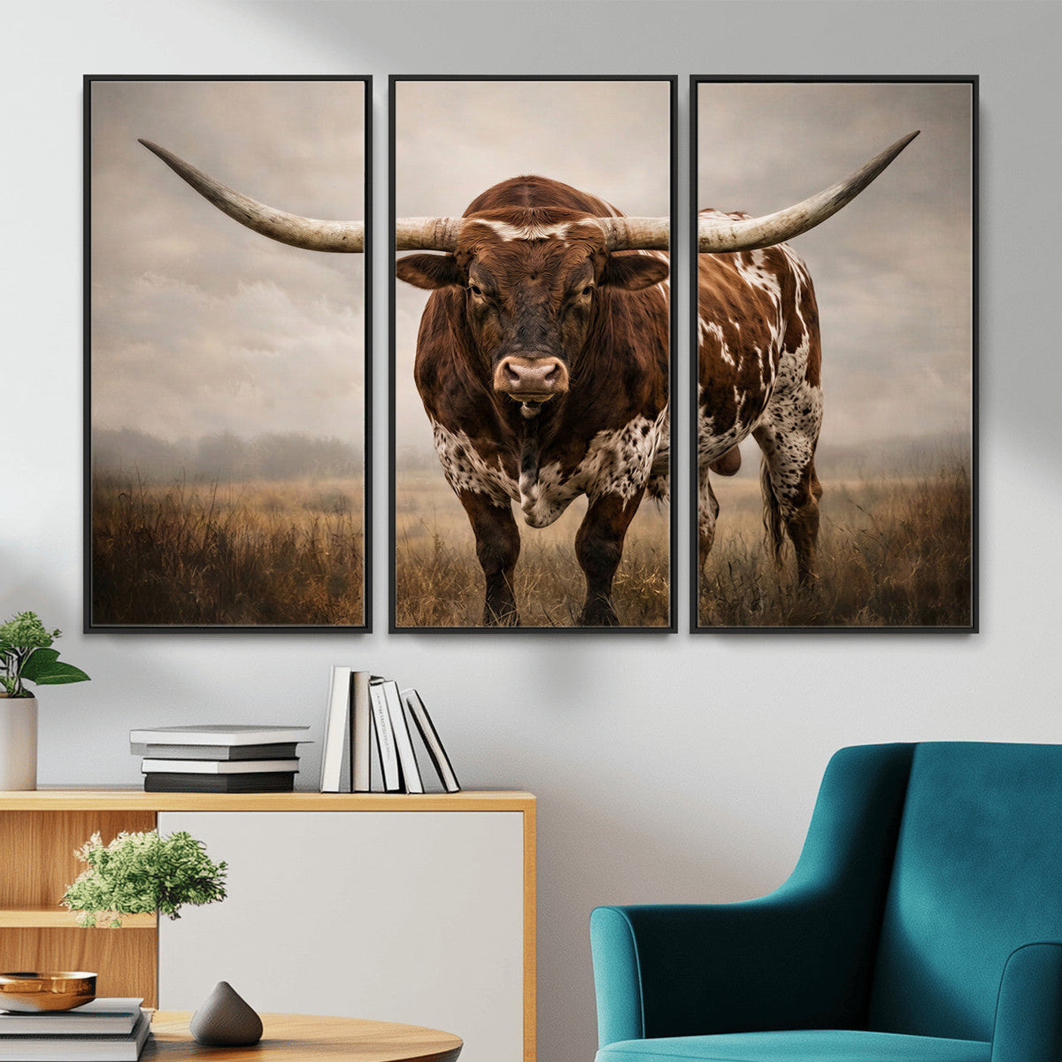 Texas Longhorn Canvas Wall Art Western Bull Desert Moody