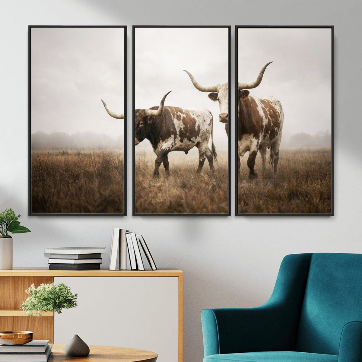Texas Longhorn Canvas Wall Art Western Bull Desert Moody