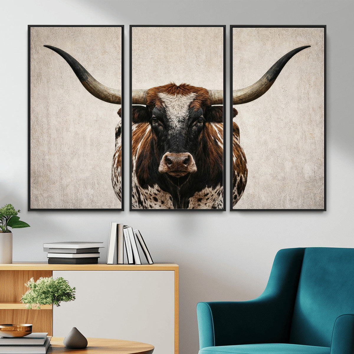 Texas Longhorn Canvas Wall Art Western Bull Desert Moody