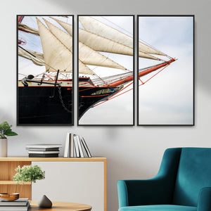 Sailboat Wall Art Canvas Print, Vintage Ship Bow Framed