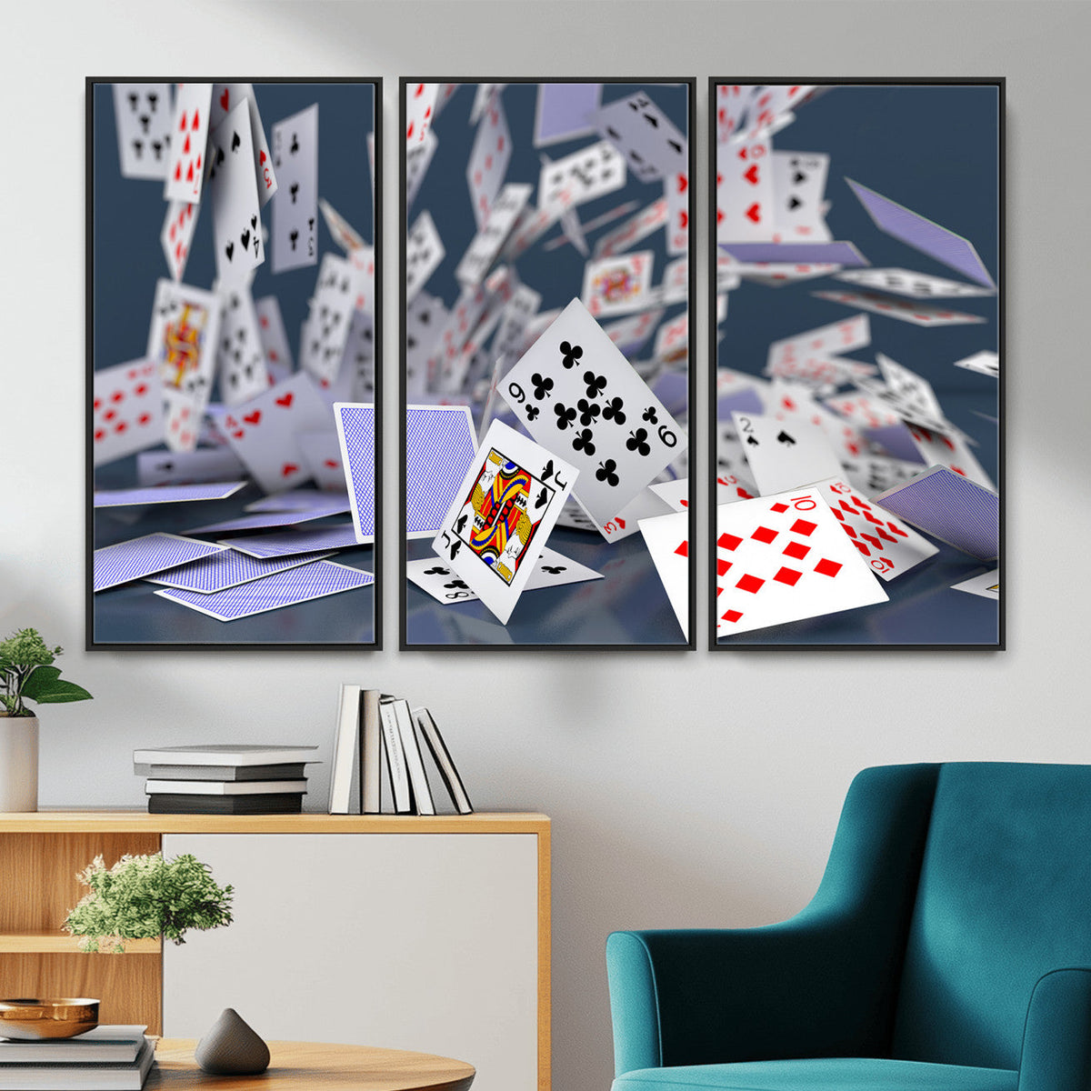 Playing Cards Canvas Wall Art | Casino Game Room Decor,