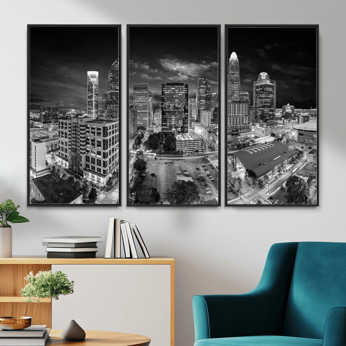 Charlotte Skyline Canvas Wall Art Print – North Carolina Cityscape Photography Print