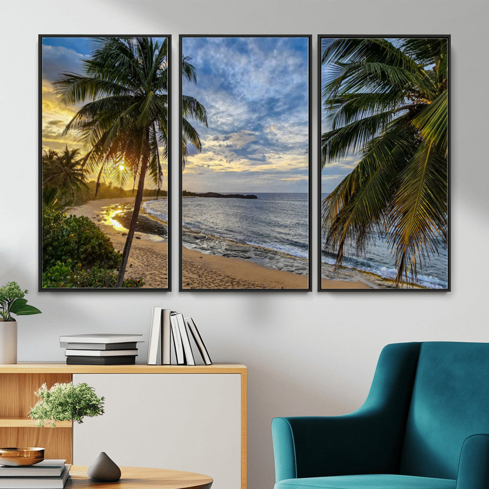 Mar Chiquita Beach Puerto Rico Canvas Wall Art, Manati Caribbean Coastal Photography Print, Tropical Ocean Sunset Decor