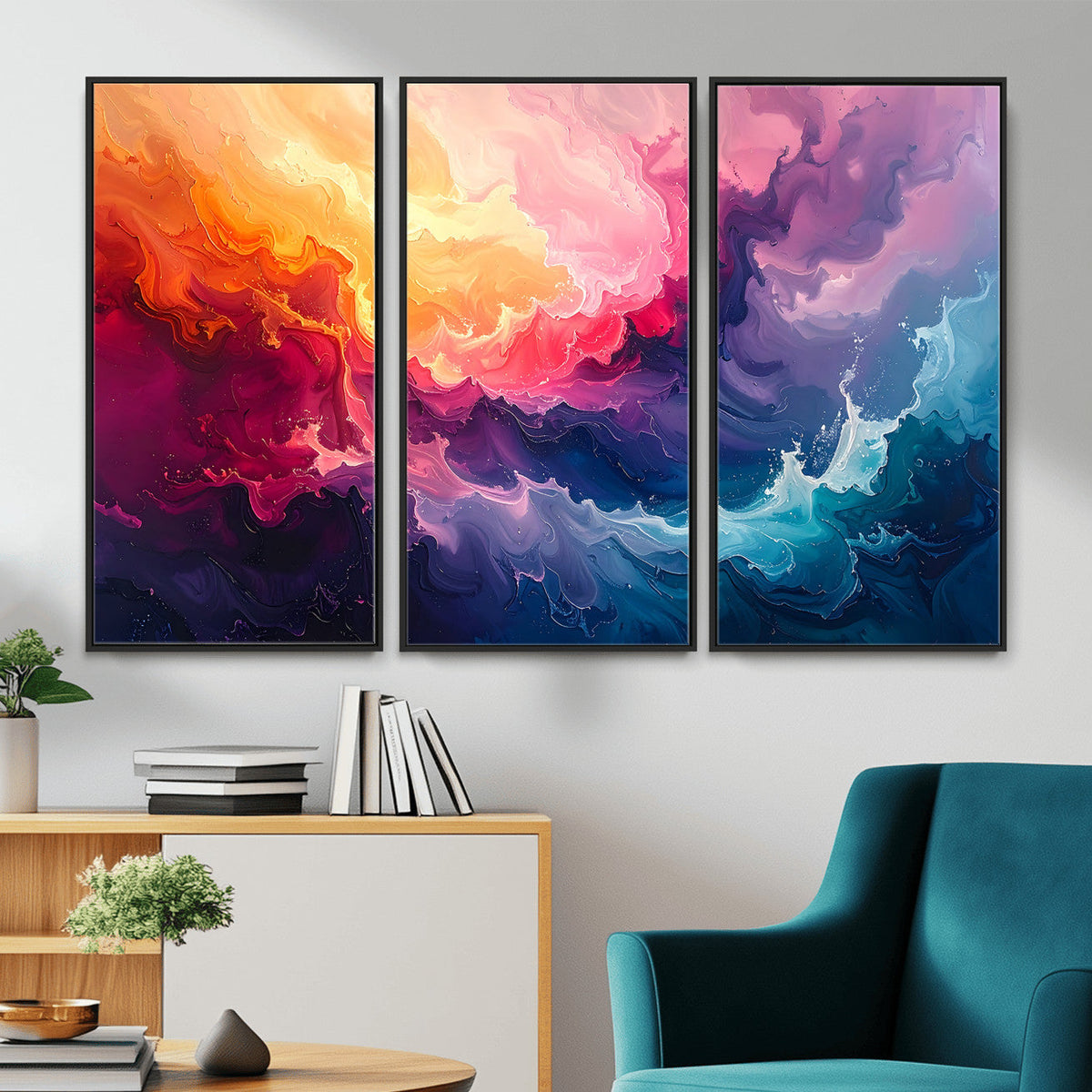 Colorful Abstract Canvas Wall Art Print, Vibrant Popup Color Art Print