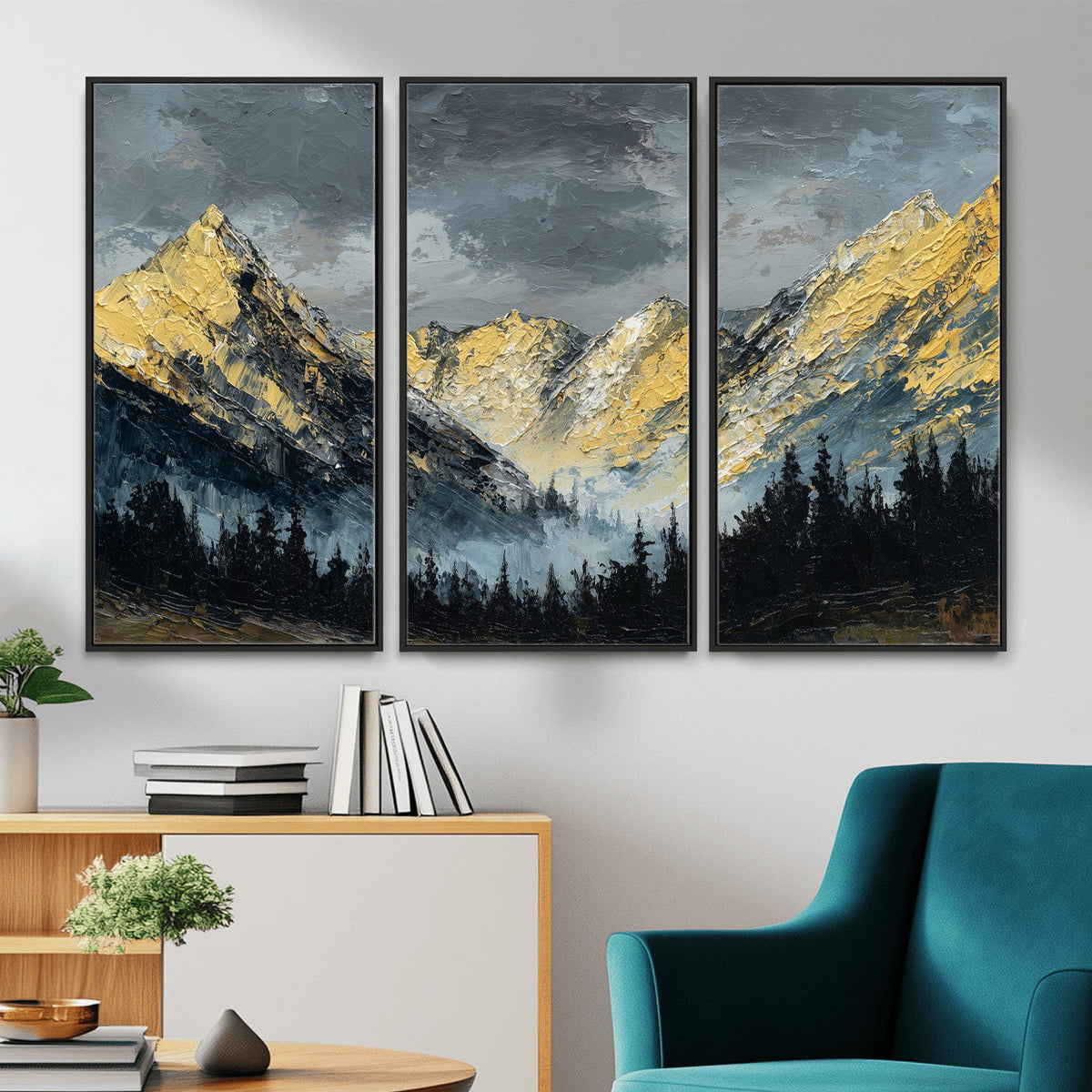 Abstract Mountain Wall Art Canvas Print Modern Landscape Painting Print