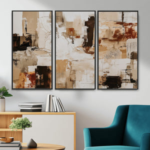 Blue Teal Abstract Canvas Wall Art, Modern Textured Painting Print, Navy Orange White Contemporary Art, Neutral Living Room Decor, Office Art