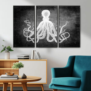 Black White Octopus Wall Art Canvas Print