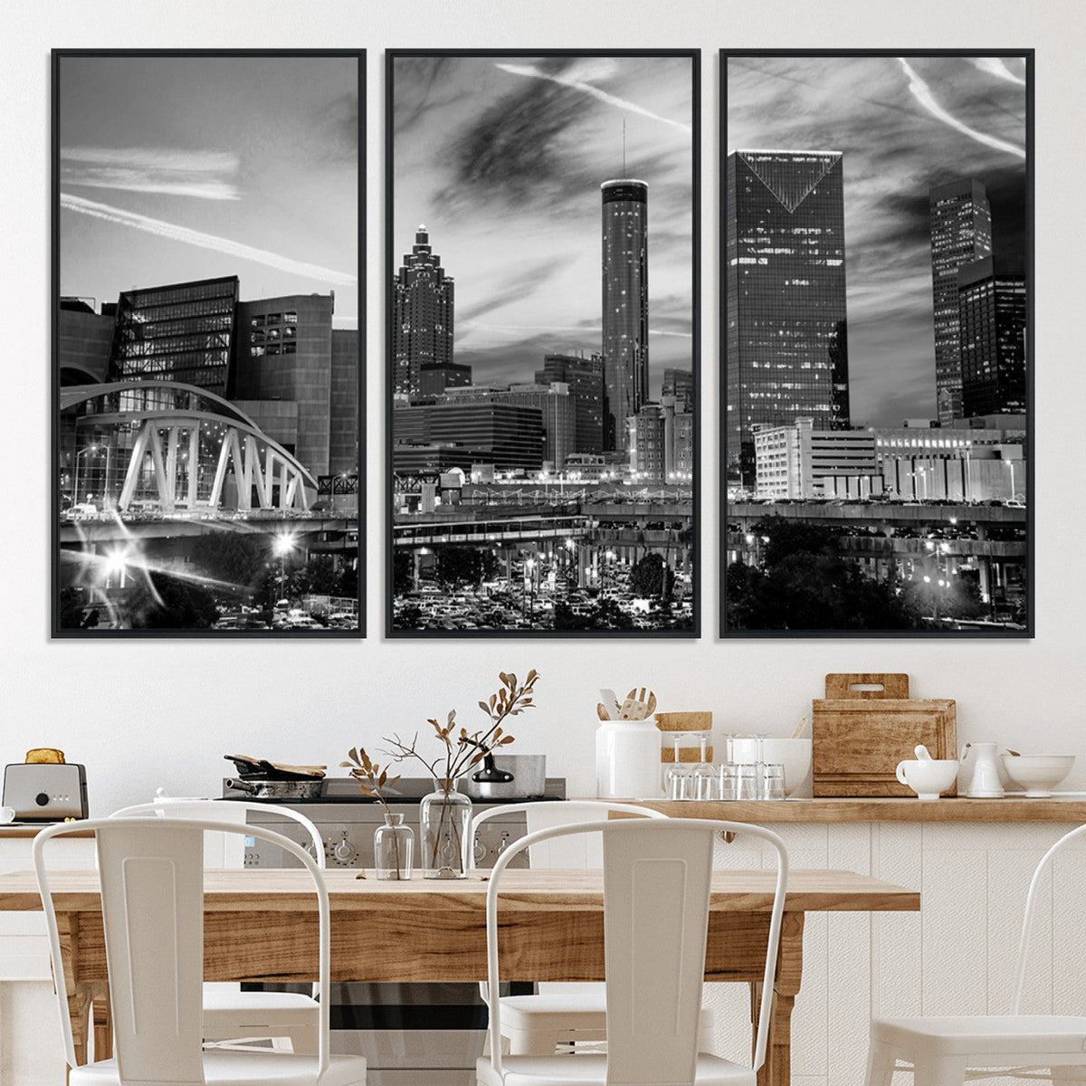 Black and White Atlanta Wall Art Canvas Print