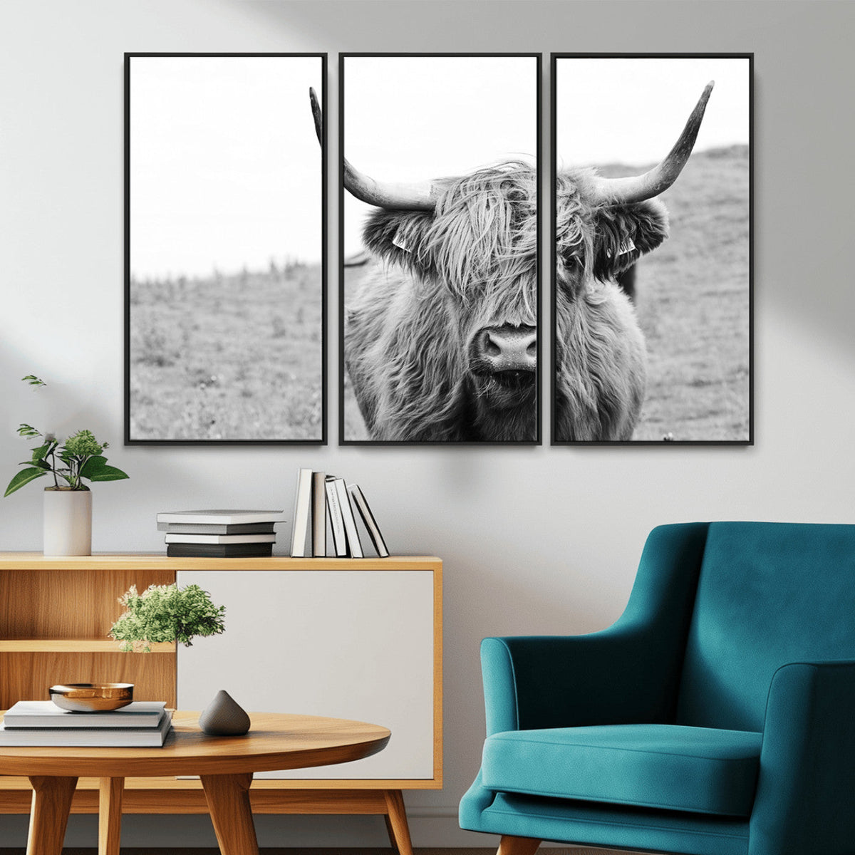 Newfoundland Cow Art Wall Art, Black White Cow Art Wall Art