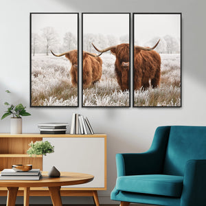 Longhorn Cattle Wall Art Canvas Print, Framed Farmhouse