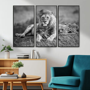 King Forest Lion Wall Art Canvas Print – Framed Majestic