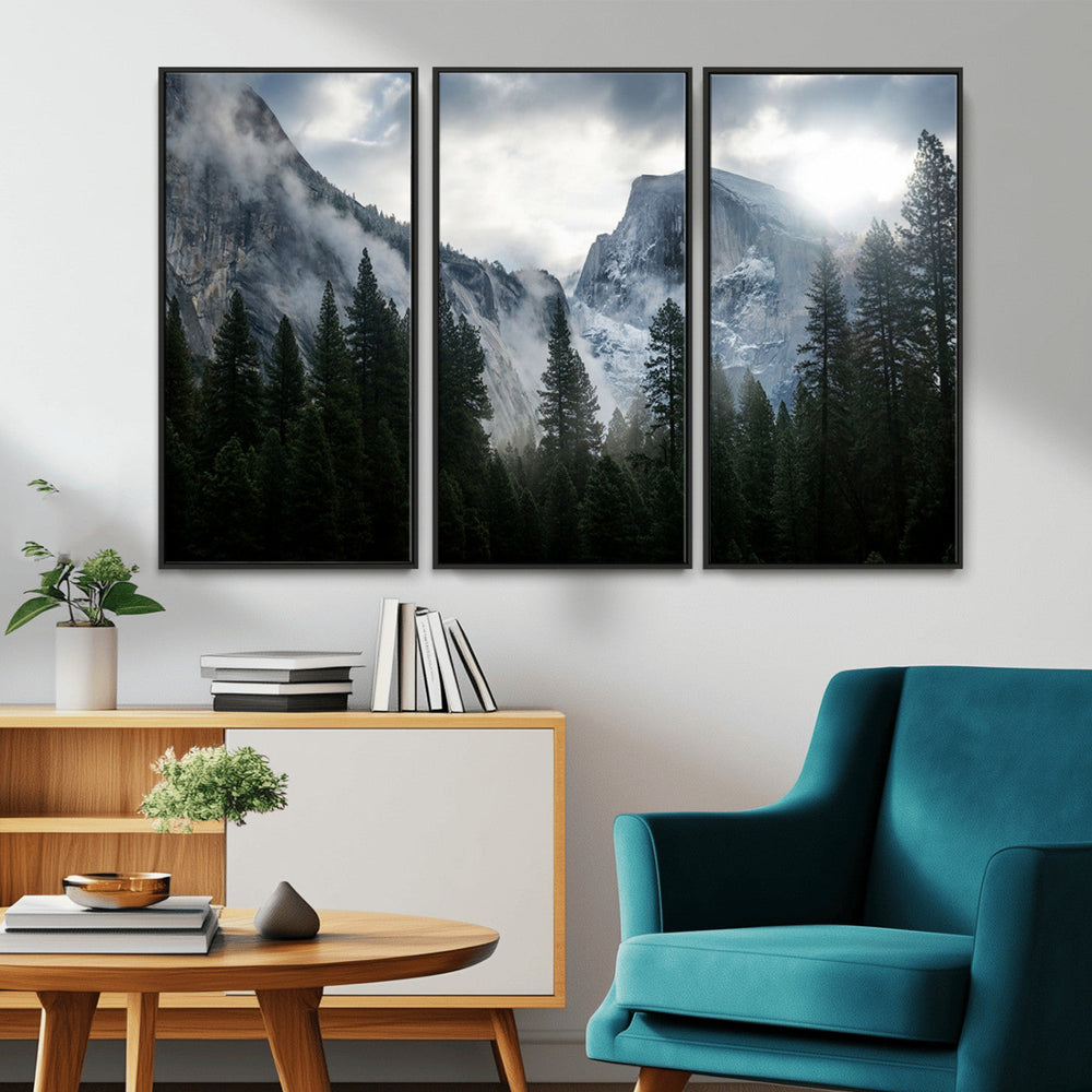 Yosemite National Park El Capitan Foggy Mountain Wall Art |