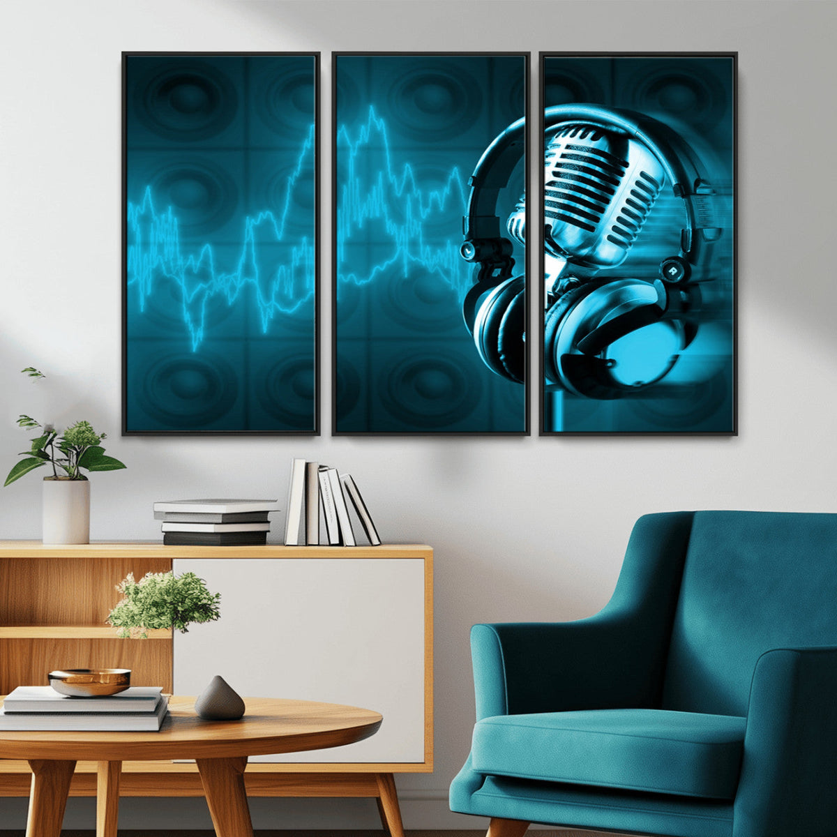 Music and Microphone Wall Art Canvas Print