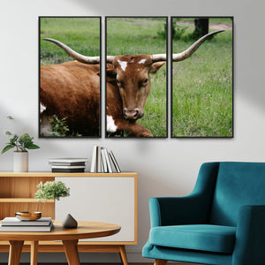 Longhorn Cow Animal Wall Art Canvas Print