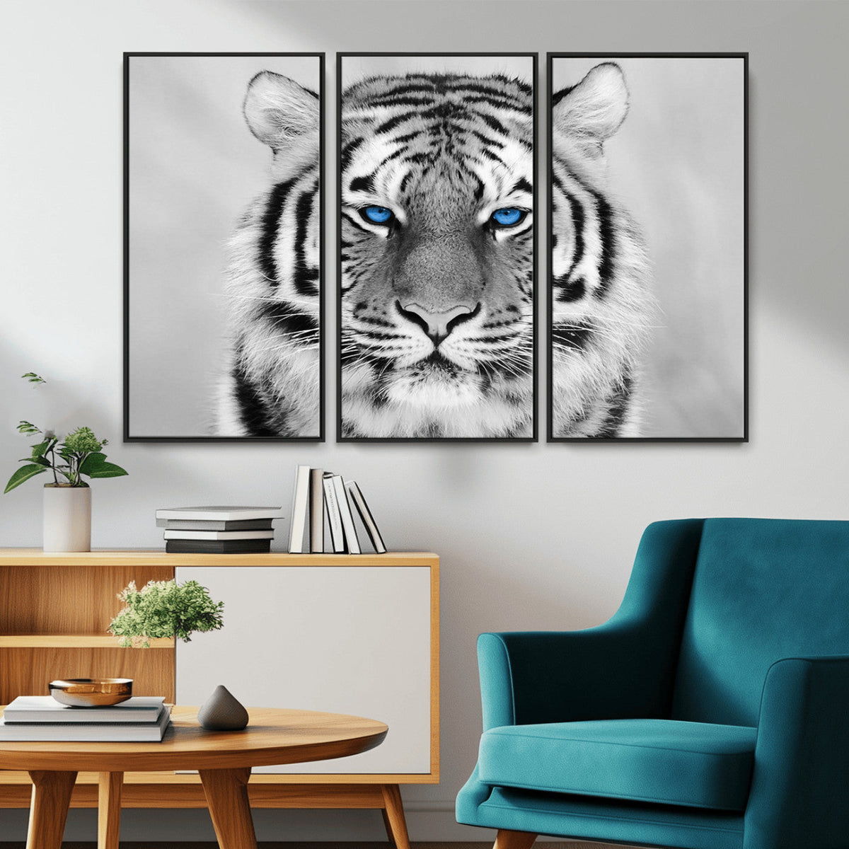 Black and White Tiger Wall Art Animal Canvas Print