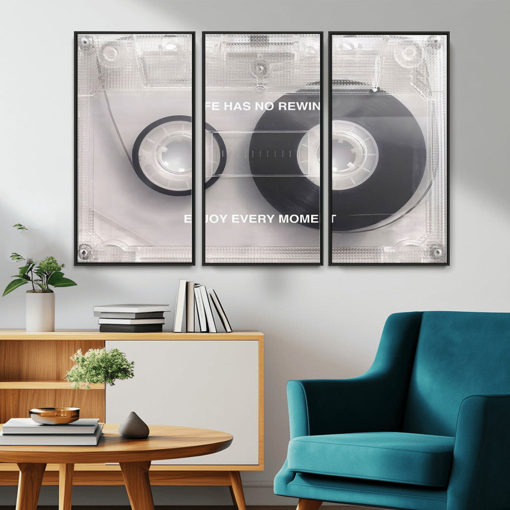 Vintage Cassette Tape Canvas Wall Art - Inspirational 'Life