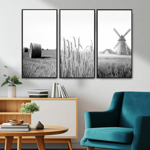 Vintage Farmhouse Black and White Triptych Wall Art – Giclee