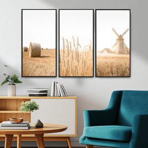 Vintage Farmhouse Triptych Wall Art – Giclée Canvas