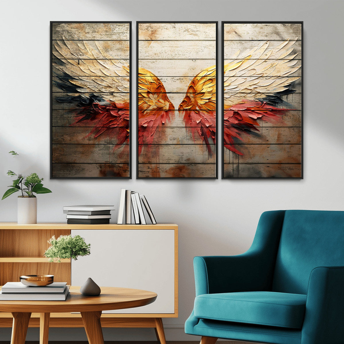 Abstract Angel Wings Canvas Wall Art – Framed and Ready to