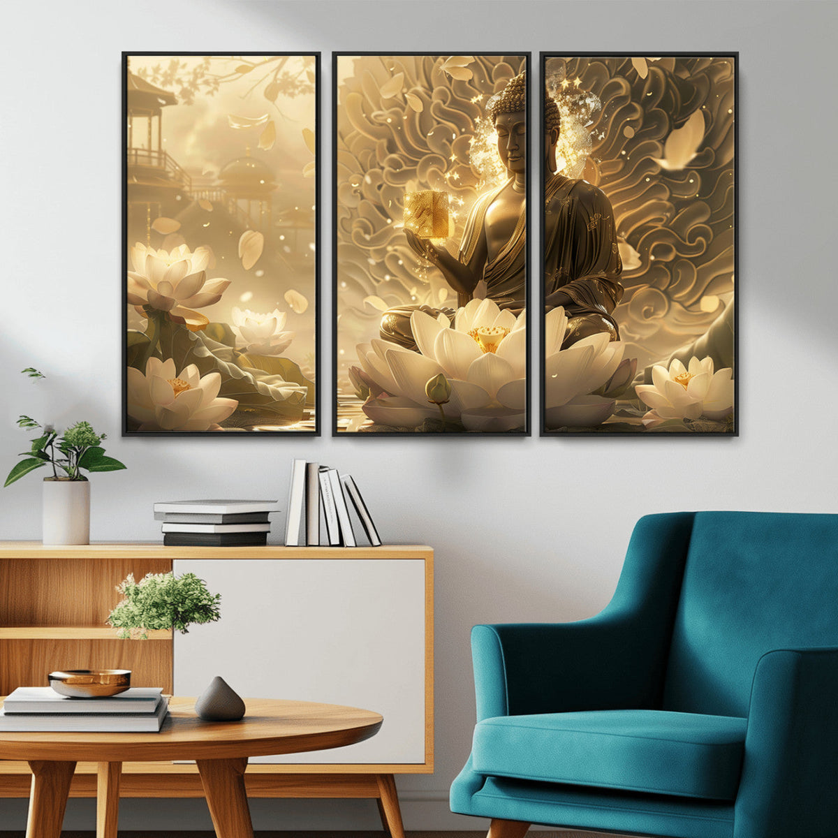 Golden Buddha Wall Art | Yoga Room Decor and Meditation Room