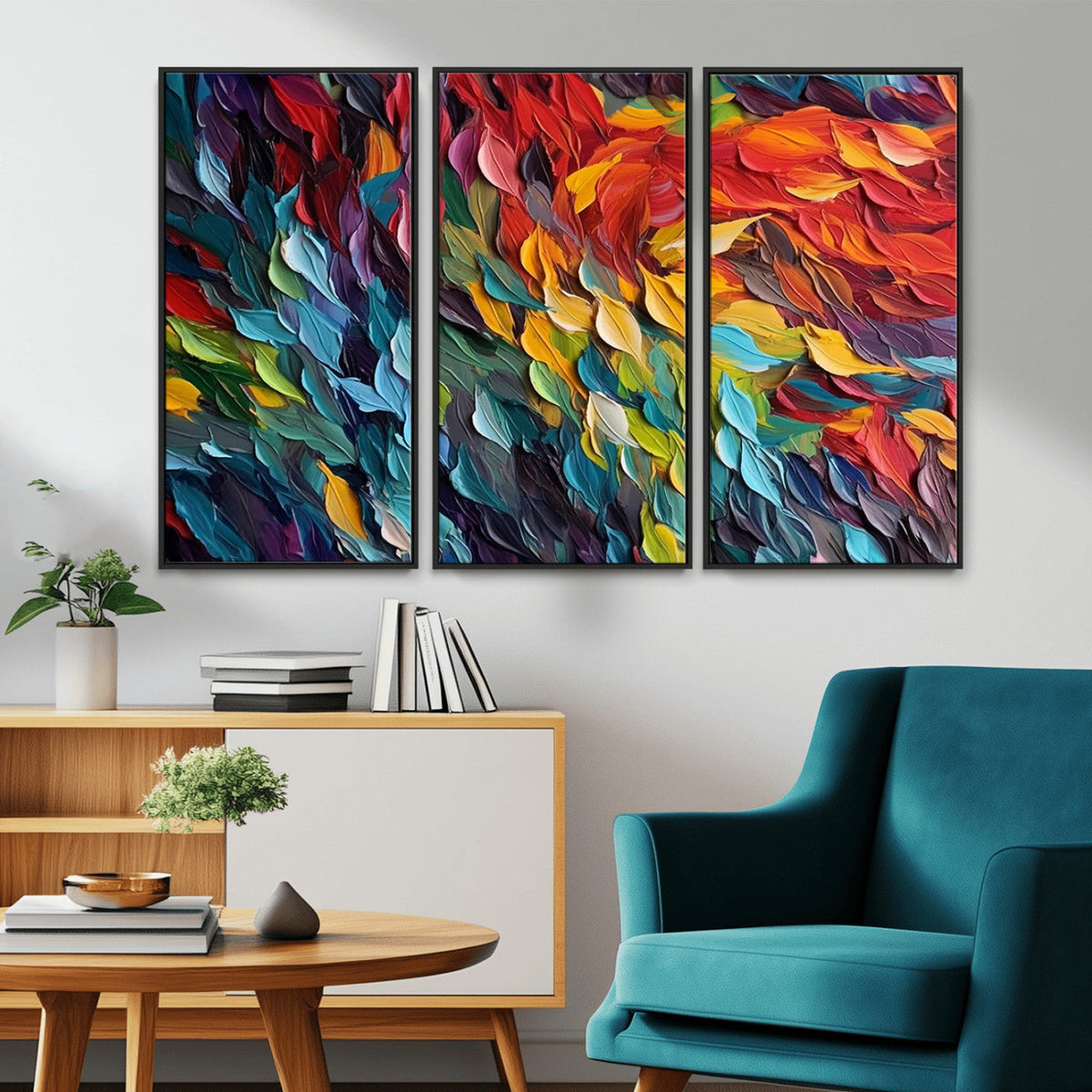 Vibrant Abstract Leaf Wall Art Canvas Print | Bold Colorful