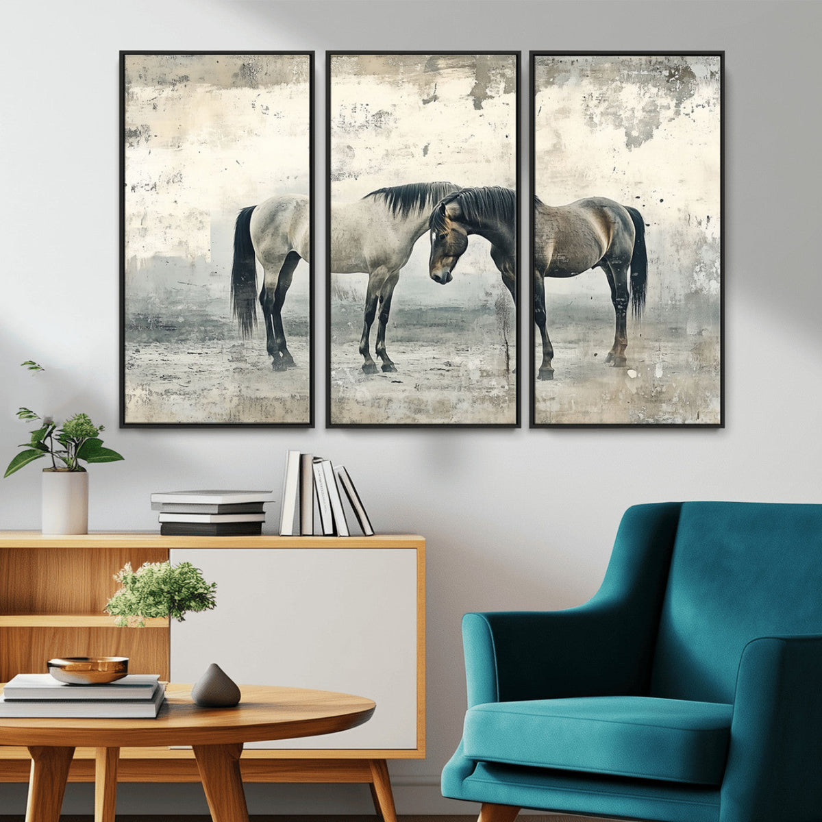 Chines Style Majestic Horses Wall Art | Ready to Hang and