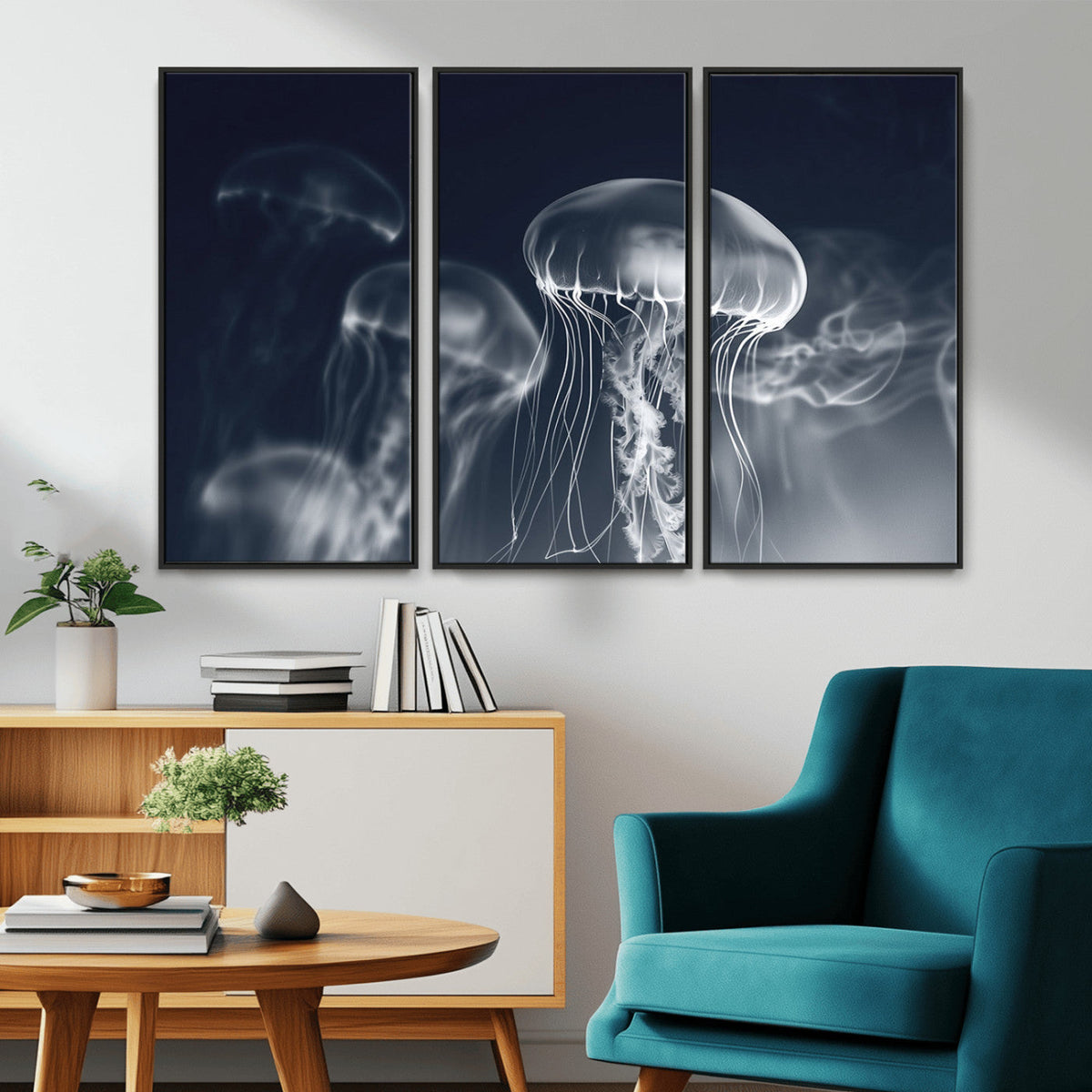 Jellyfish Wall Art Canvas Print, Modern Abstract Jellyfish