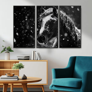 Winter Horse Wall Art | Black and White Horse Print | Ready