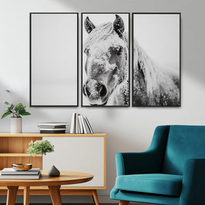 White Horse Wall Art | Ready to Hang and Framed | Winter