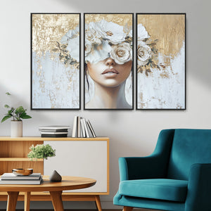 Golden Petal Wall Art - Canvas Print Flower Head Woman