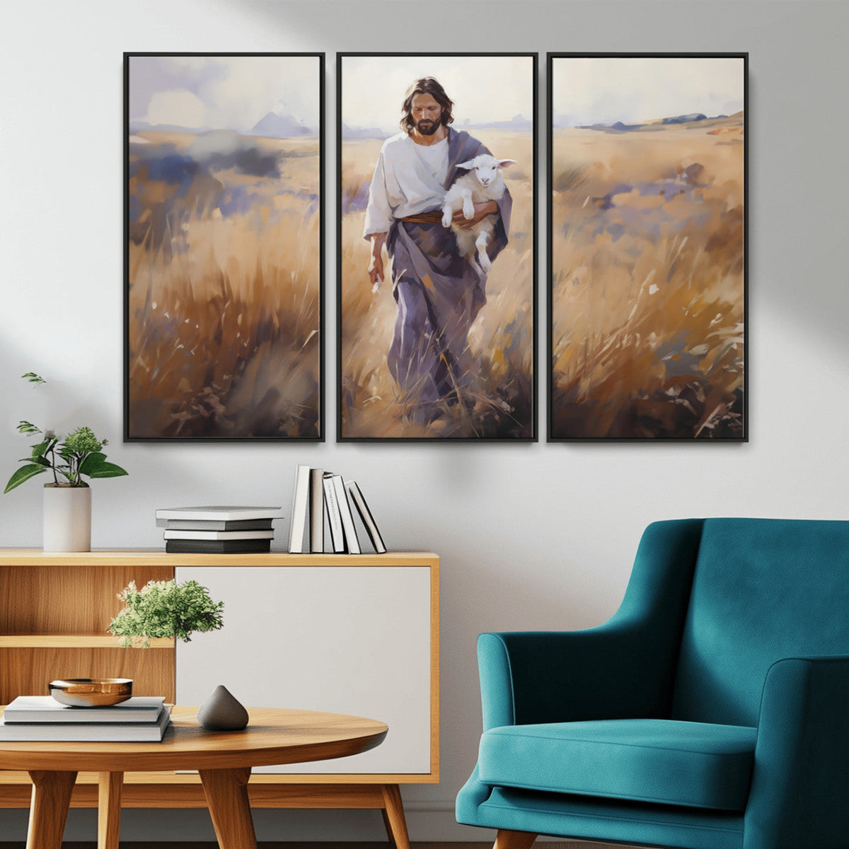 Jesus the Good Shepherd Wall Art Canvas Print - Lost Lamb