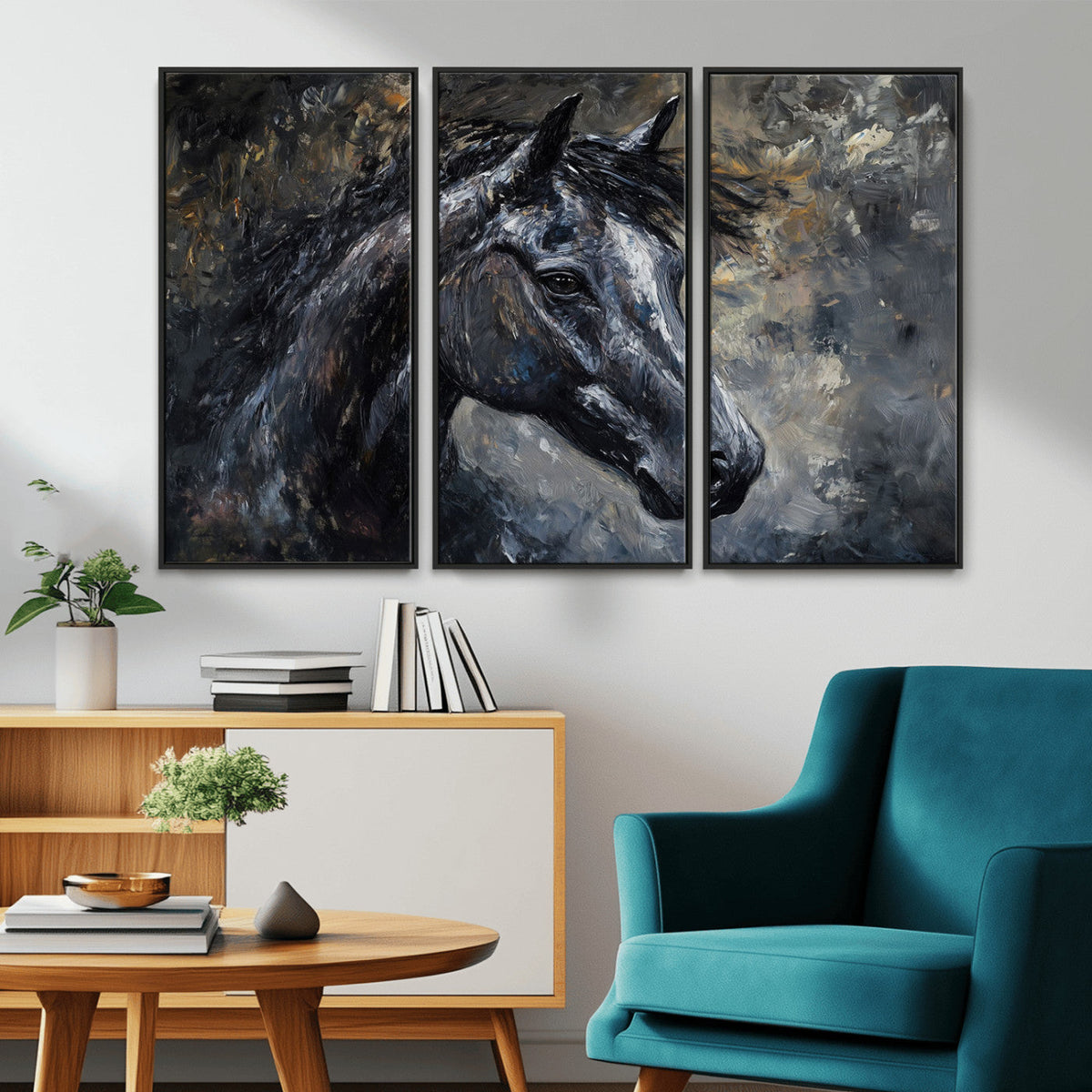 Large Abstract Horse Wall Art Canvas Print | Farmhouse Wall