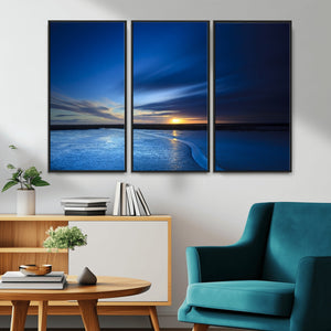 Blue Sunset Ocean Canvas Wall Art Print – Serene Coastal