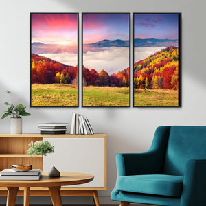 Autumn Mountain Foggy Landscape Wall Art Canvas Print |
