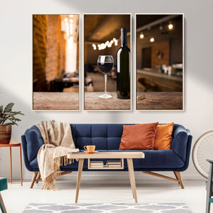 Wine and Bottle Wall Art Canvas Print